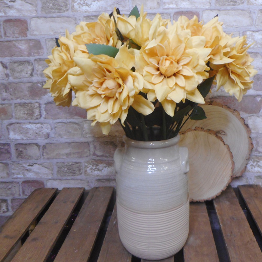Artificial Dahlia Mustard Yellow 52cm Artificial Flowers